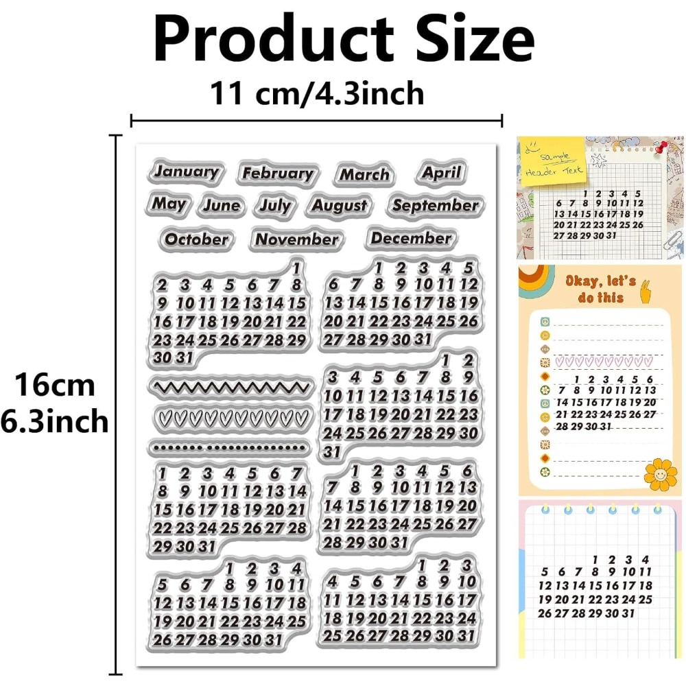 カレンダー日付クリアスタンプヴィンテージ月ゴムシリコン再利用 - Rubber Date Stamp のレビューと価格